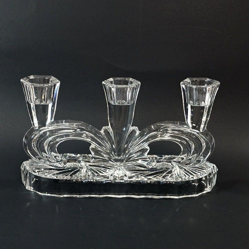 ‎Bohemia Czech Crystal 3 Candle Holder Candlabra